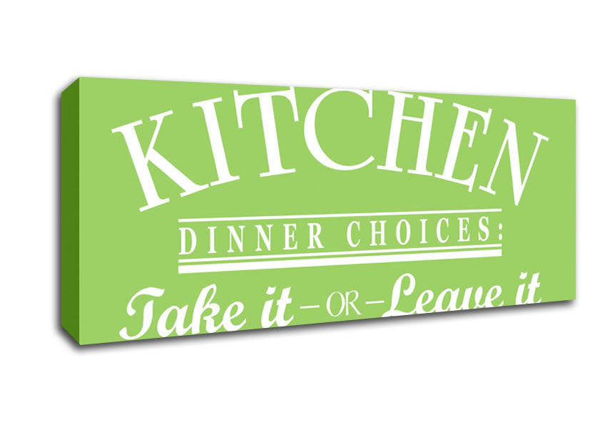 Picture of Kitchen Quote Dinner Choices Lime Green Panoramic Canvas Wall Art