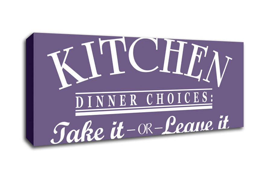 Picture of Kitchen Quote Dinner Choices Lilac Panoramic Canvas Wall Art