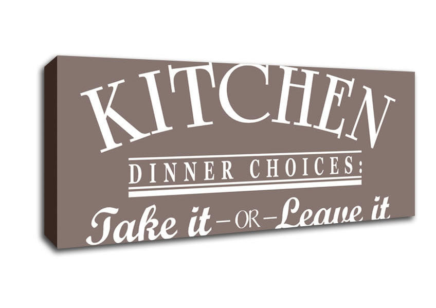 Picture of Kitchen Quote Dinner Choices Beige Panoramic Canvas Wall Art
