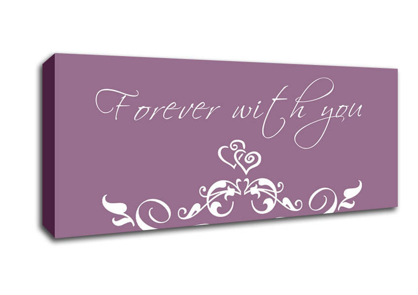 Picture of Love Quote Forever With You Dusty Pink Panoramic Canvas Wall Art