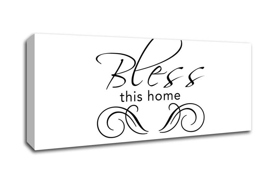 Picture of Home Quote Bless This Home White Panoramic Canvas Wall Art