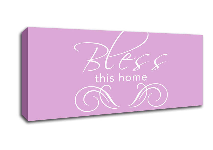 Picture of Home Quote Bless This Home Pink Panoramic Canvas Wall Art