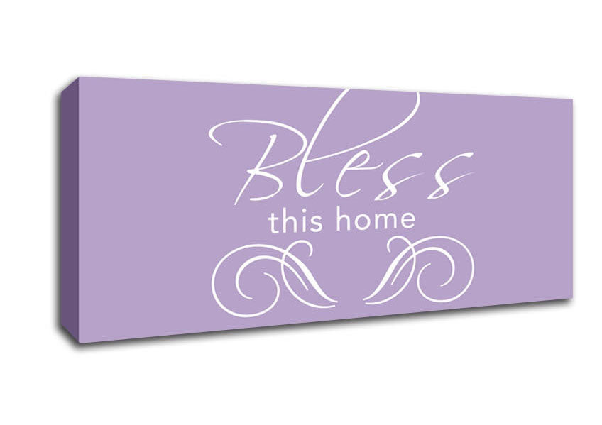 Picture of Home Quote Bless This Home Lilac Panoramic Canvas Wall Art