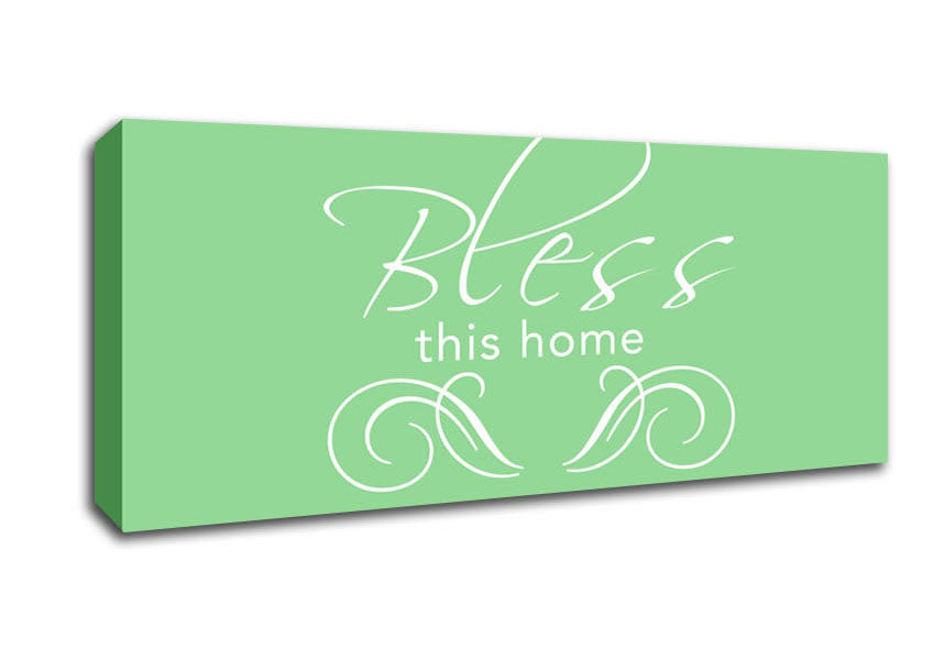 Picture of Home Quote Bless This Home Green Panoramic Canvas Wall Art