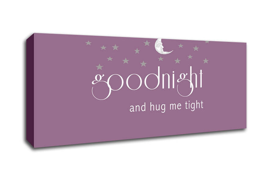 Picture of Nursery Quote Good Night And Hug Me Tight Dusty Pink Panoramic Canvas Wall Art