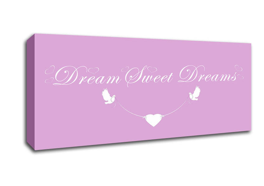 Picture of Nursery Quote Dream Sweet Dreams Pink Panoramic Canvas Wall Art