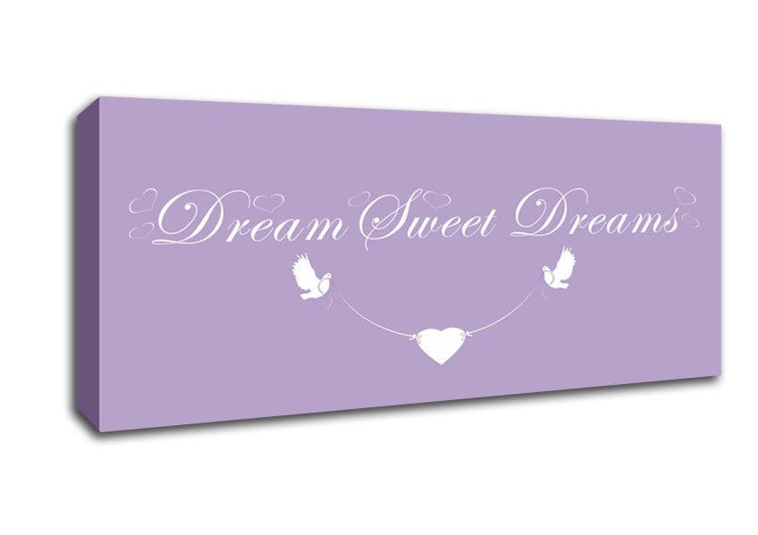 Picture of Nursery Quote Dream Sweet Dreams Lilac Panoramic Canvas Wall Art