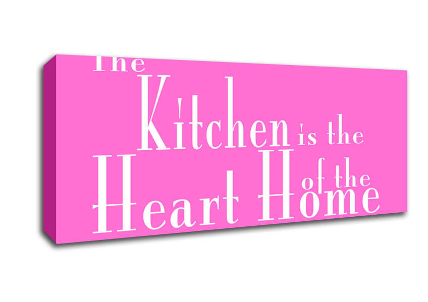 Picture of Kitchen Quote The Kitchen Is The Heart Of The Home 2 Vivid Pink Panoramic Canvas Wall Art