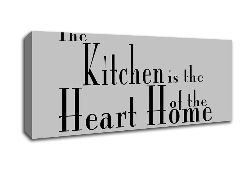 Picture of Kitchen Quote The Kitchen Is The Heart Of The Home 2 Grey Panoramic Canvas Wall Art