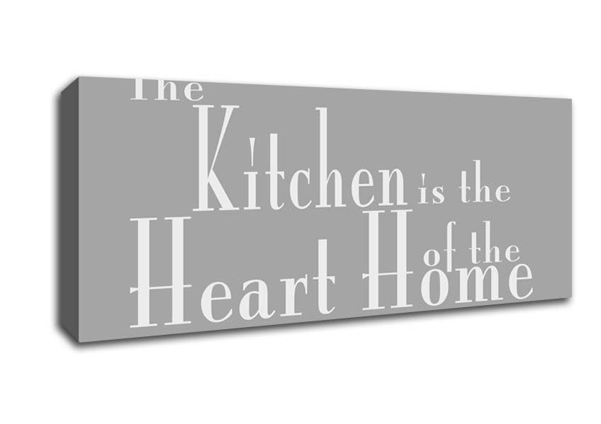 Picture of Kitchen Quote The Kitchen Is The Heart Of The Home 2 Grey White Panoramic Canvas Wall Art