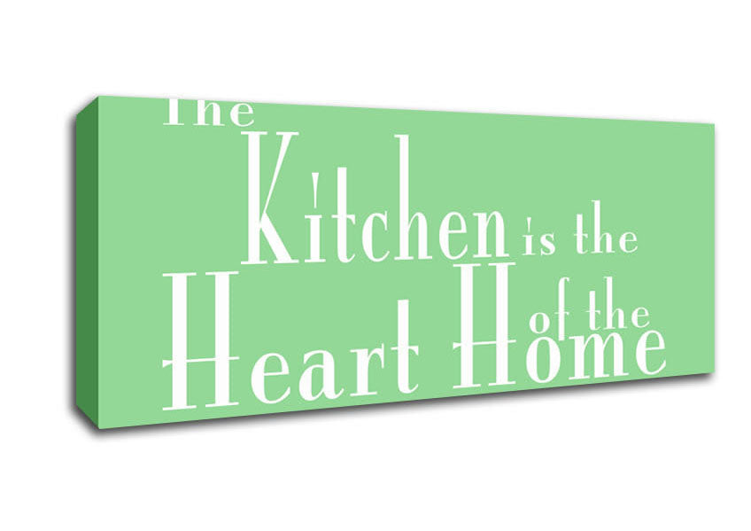 Picture of Kitchen Quote The Kitchen Is The Heart Of The Home 2 Green Panoramic Canvas Wall Art