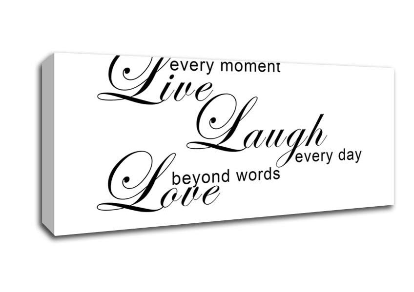 Picture of Home Quote Live Every Moment 3 White Panoramic Canvas Wall Art