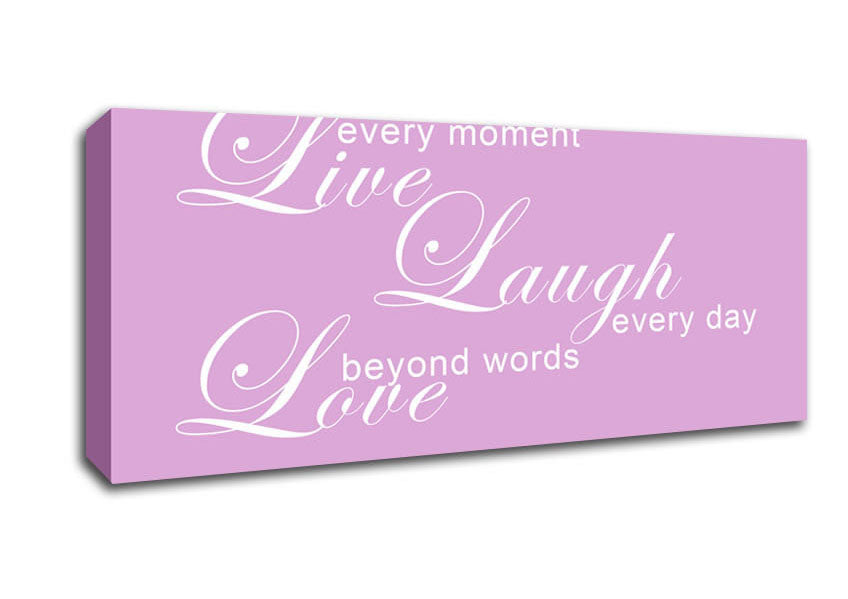 Picture of Love Quote Live Every Moment 3 Pink Panoramic Canvas Wall Art
