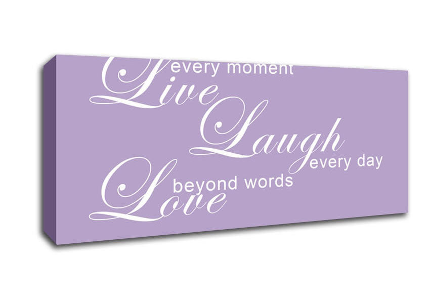 Picture of Love Quote Live Every Moment 3 Lilac Panoramic Canvas Wall Art
