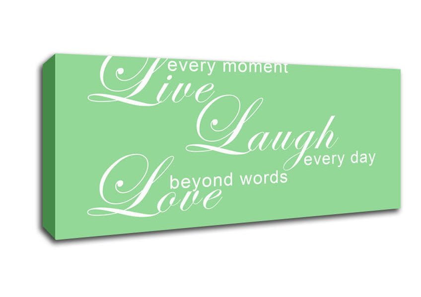 Picture of Home Quote Live Every Moment 3 Green Panoramic Canvas Wall Art
