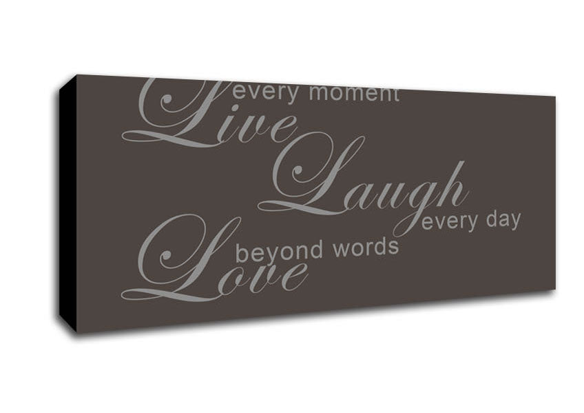 Picture of Home Quote Live Every Moment 3 Chocolate Panoramic Canvas Wall Art