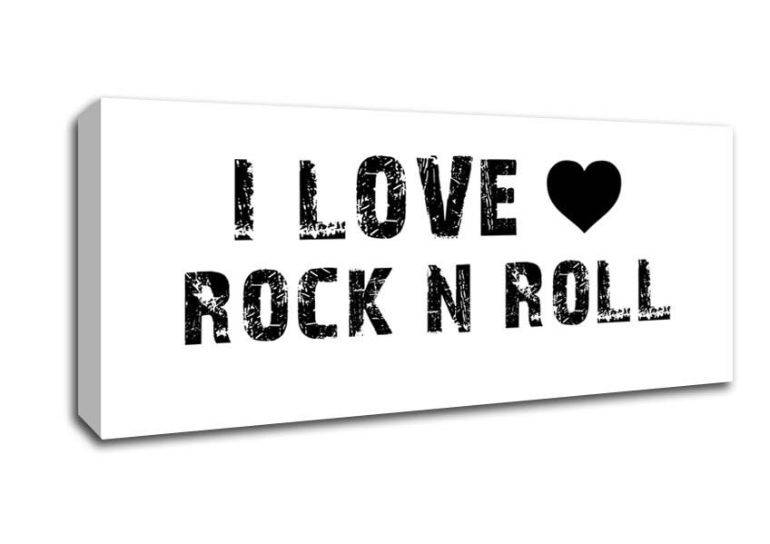 Picture of Music Quote I Love Rock N Roll White Panoramic Canvas Wall Art