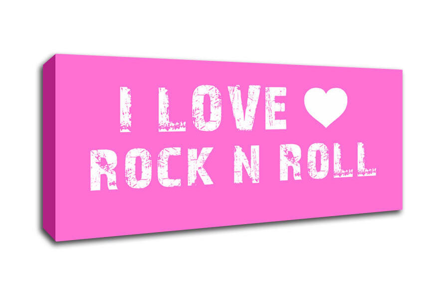 Picture of Music Quote I Love Rock N Roll Vivid Pink Panoramic Canvas Wall Art