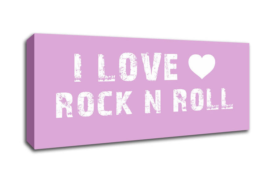 Picture of Music Quote I Love Rock N Roll Pink Panoramic Canvas Wall Art