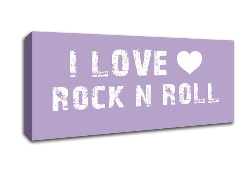 Picture of Music Quote I Love Rock N Roll Lilac Panoramic Canvas Wall Art