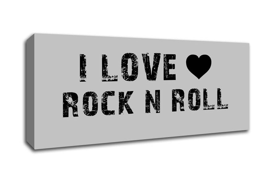 Picture of Music Quote I Love Rock N Roll Grey Panoramic Canvas Wall Art