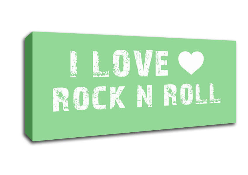 Picture of Music Quote I Love Rock N Roll Green Panoramic Canvas Wall Art