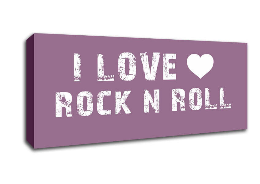 Picture of Music Quote I Love Rock N Roll Dusty Pink Panoramic Canvas Wall Art