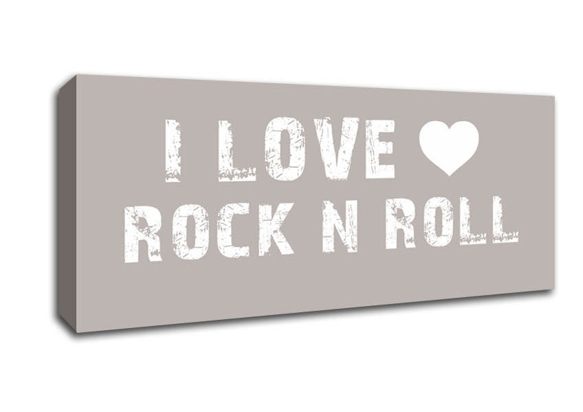 Picture of I Love Rock N Roll Beige Panoramic Canvas Wall Art