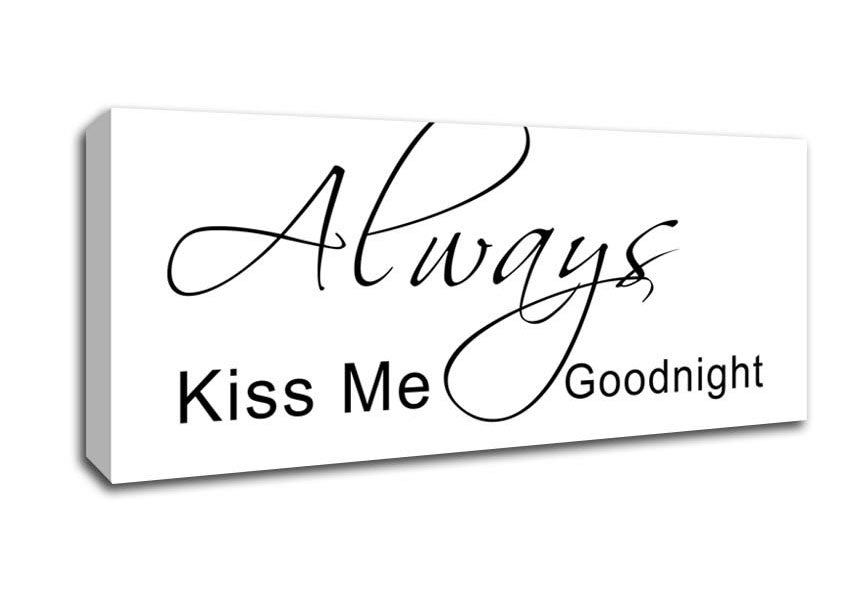 Picture of Love Quote Always Kiss Me Goodnight 2 White Panoramic Canvas Wall Art