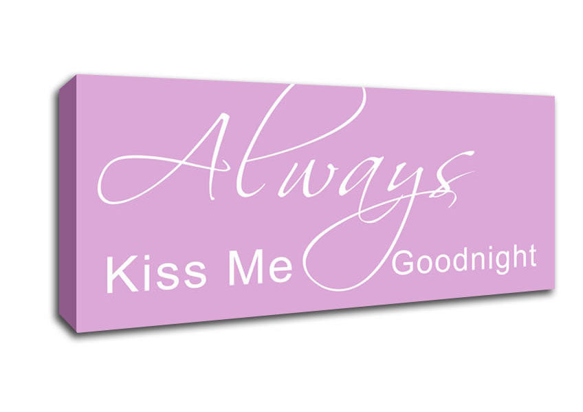 Picture of Love Quote Always Kiss Me Goodnight 2 Pink Panoramic Canvas Wall Art