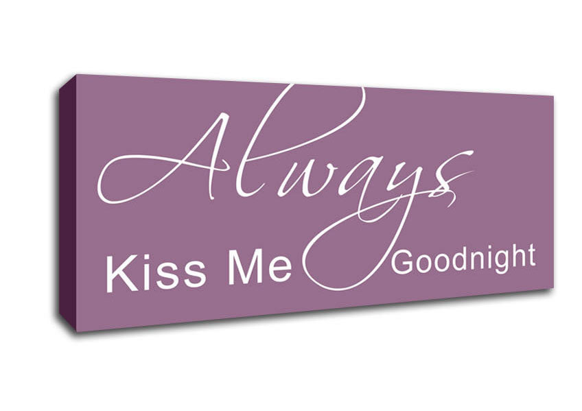 Picture of Love Quote Always Kiss Me Goodnight 2 Dusty Pink Panoramic Canvas Wall Art