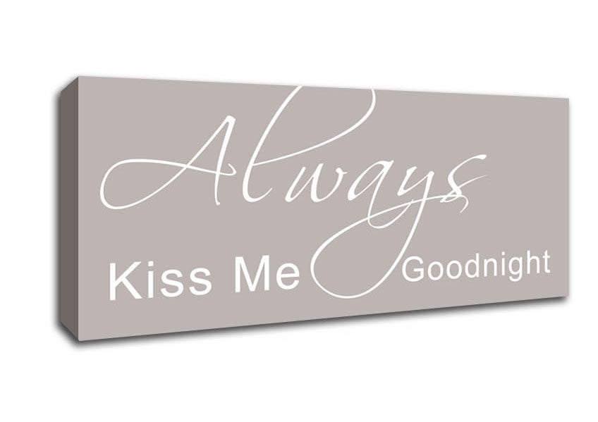 Picture of Love Quote Always Kiss Me Goodnight 2 Beige Panoramic Canvas Wall Art
