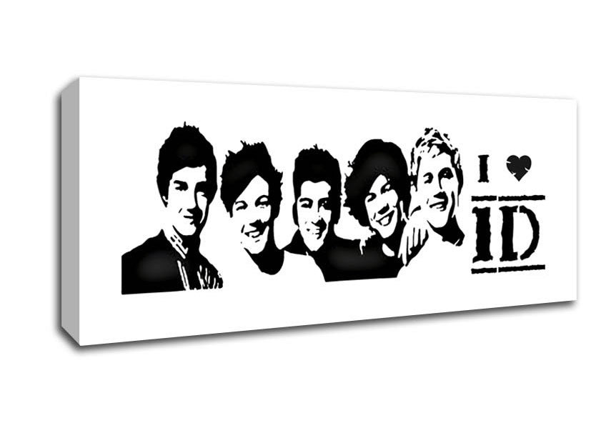 Picture of Music Quote I Love 1 Direction White Panoramic Canvas Wall Art