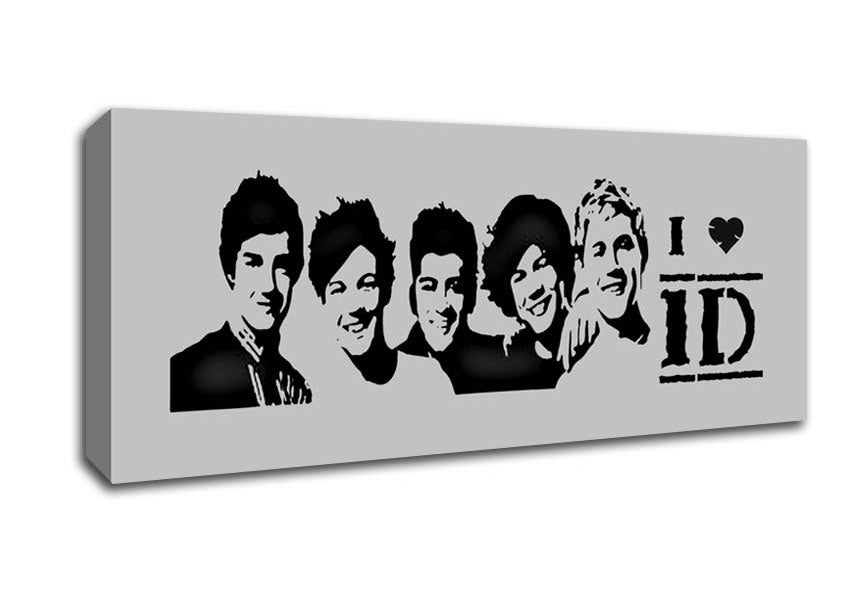 Picture of Music Quote I Love 1 Direction Grey Panoramic Canvas Wall Art