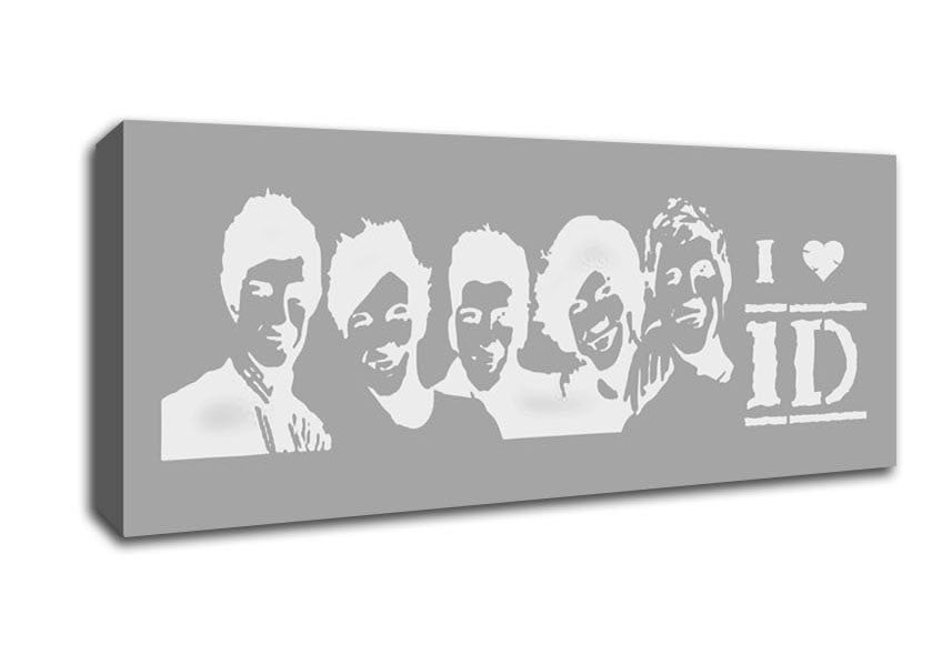 Picture of Music Quote I Love 1 Direction Grey White Panoramic Canvas Wall Art