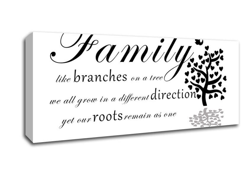 Picture of Family Quote Family Like Branches On A Tree White Panoramic Canvas Wall Art