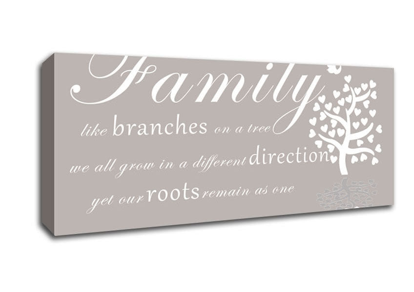 Picture of Family Quote Family Like Branches On A Tree Beige Panoramic Canvas Wall Art