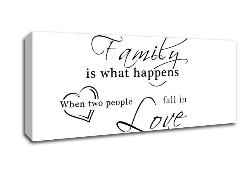 Picture of Family Quote Family Is What Happens White Panoramic Canvas Wall Art