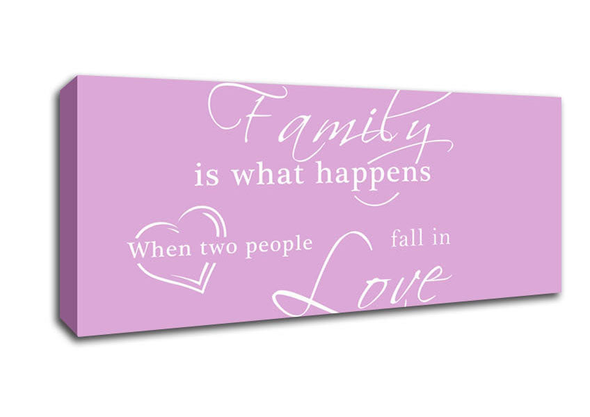 Picture of Family Quote Family Is What Happens Pink Panoramic Canvas Wall Art