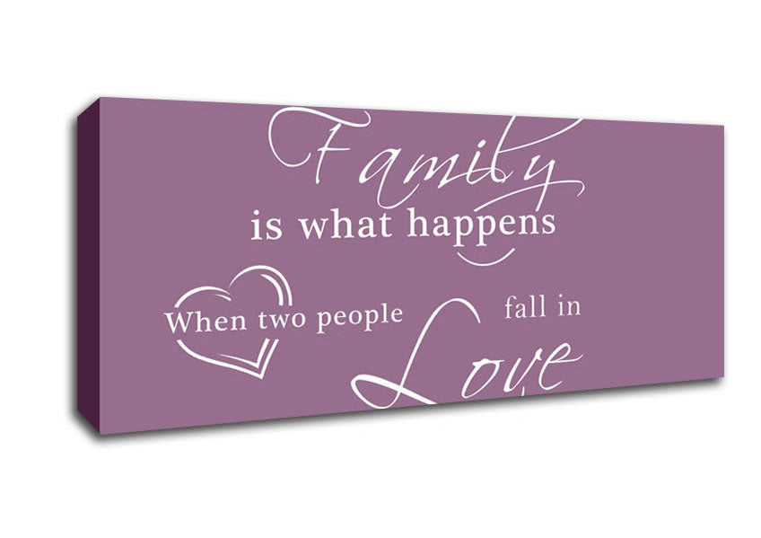 Picture of Family Quote Family Is What Happens Dusty Pink Panoramic Canvas Wall Art