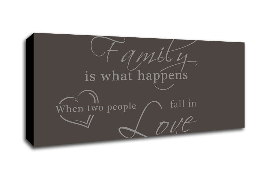 Picture of Family Quote Family Is What Happens Chocolate Panoramic Canvas Wall Art