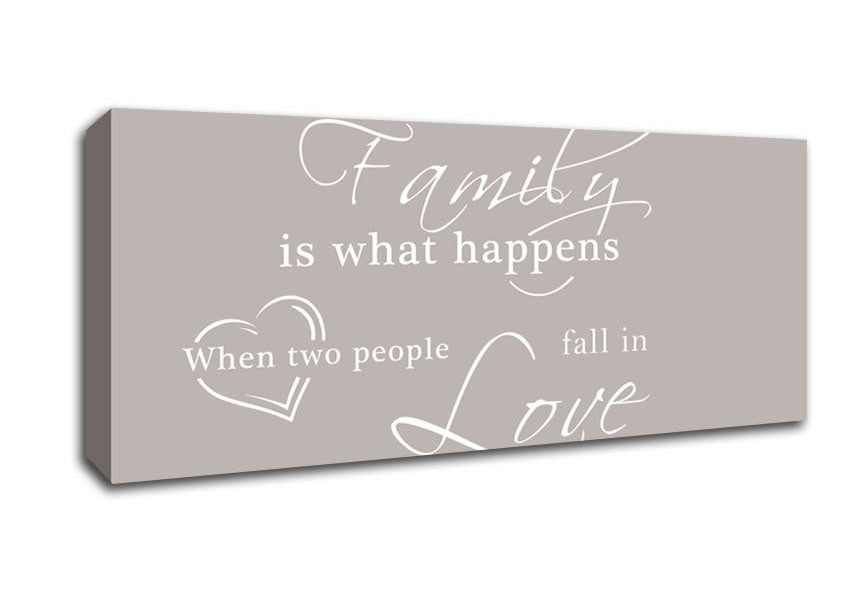 Picture of Family Quote Family Is What Happens Beige Panoramic Canvas Wall Art