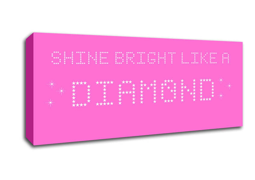 Picture of Music Quote Shine Bright Rihanna Vivid Pink Panoramic Canvas Wall Art