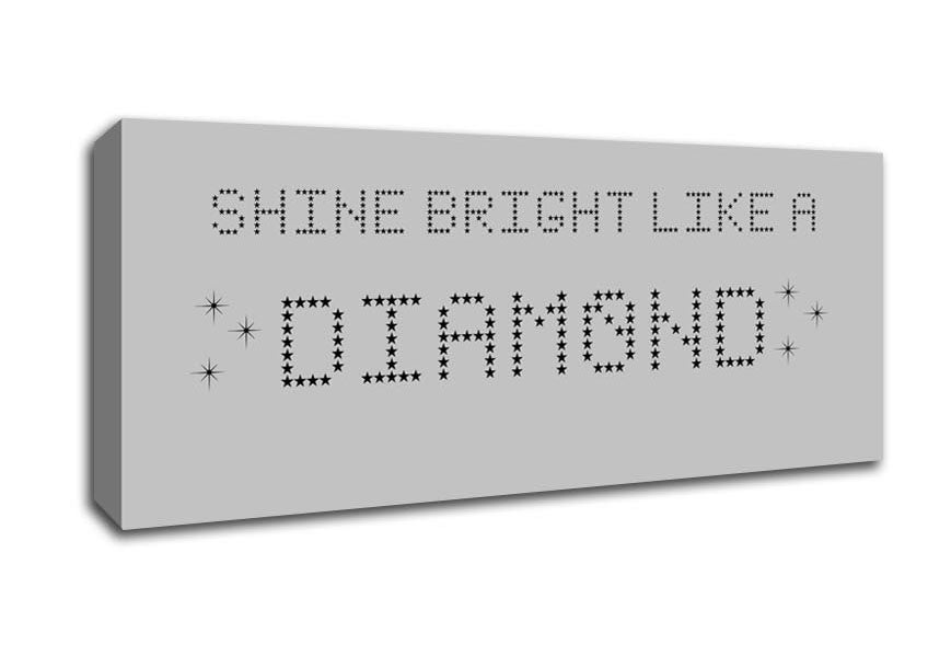 Picture of Music Quote Shine Bright Rihanna Grey Panoramic Canvas Wall Art