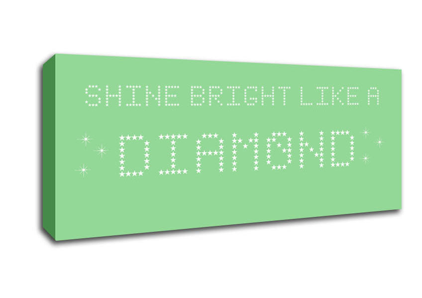 Picture of Music Quote Shine Bright Rihanna Green Panoramic Canvas Wall Art