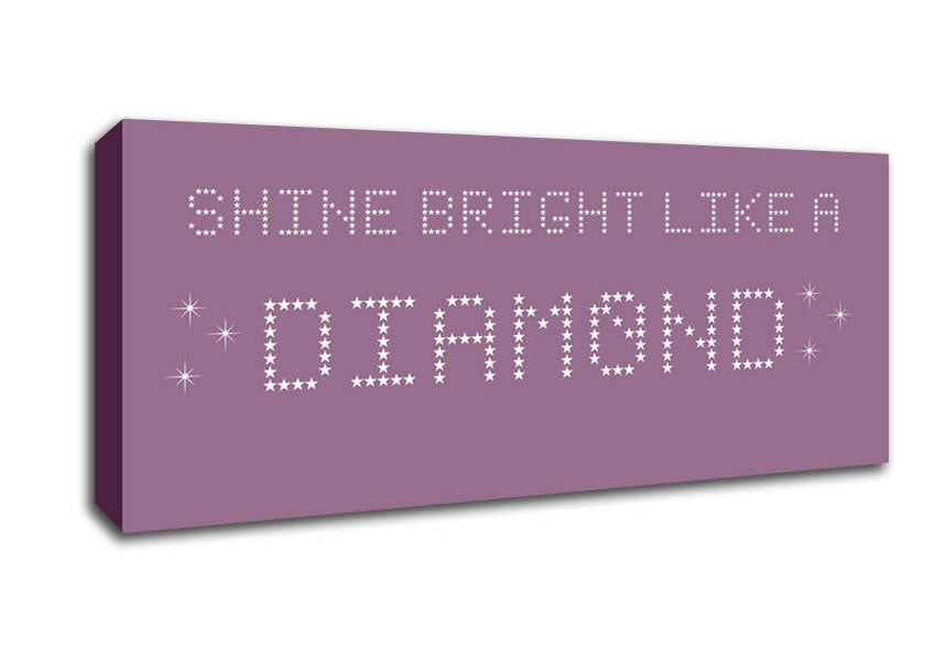 Picture of Music Quote Shine Bright Rihanna Dusty Pink Panoramic Canvas Wall Art