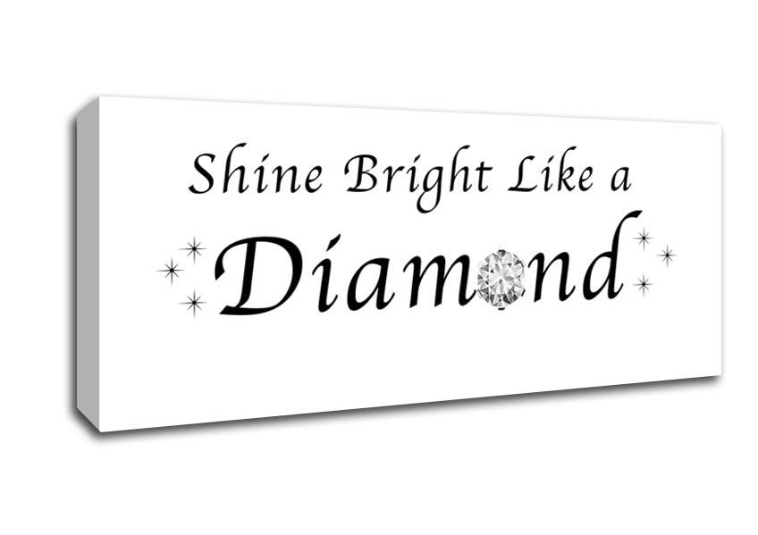 Picture of Music Quote Shine Bright Like A Diamond Rihanna White Panoramic Canvas Wall Art