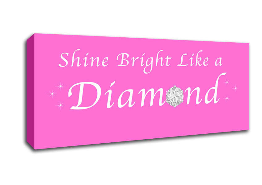 Picture of Music Quote Shine Bright Like A Diamond Rihanna Vivid Pink Panoramic Canvas Wall Art