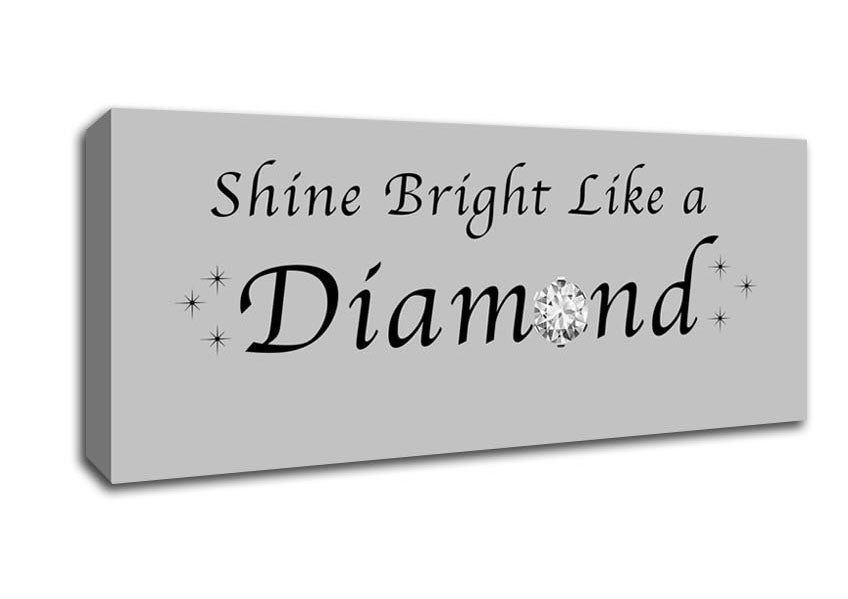Picture of Music Quote Shine Bright Like A Diamond Rihanna Grey Panoramic Canvas Wall Art