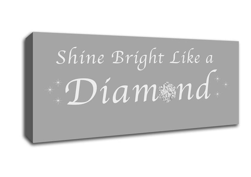 Picture of Music Quote Shine Bright Like A Diamond Rihanna Grey White Panoramic Canvas Wall Art